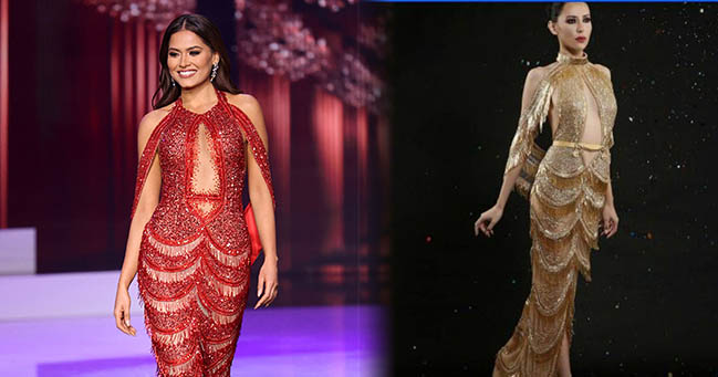 Tuy nhiên, chiếc váy cô mặc đêm đăng quang được quảng cáo là sản phẩm thiết kế của một NTK Mexico nhưng lại giống hệt chiếc váy của nhà mốt Dubai.