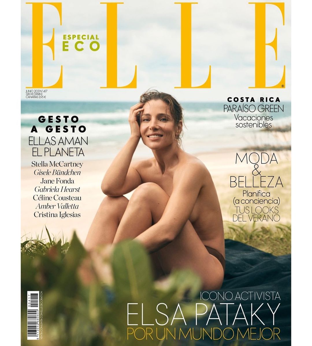 Elsa Pataky, vợ thần sấm Chris Hemsworth bán nude trên bìa tạp chí Elle Tây Ban Nha số tháng 6. Nhan sắc và vóc dáng của cô trẻ trung nhiều hơn so với tuổi.