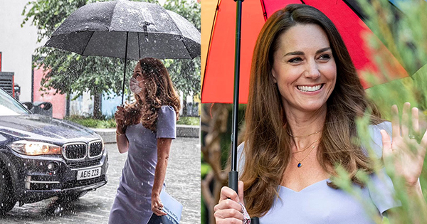 Kate Middleton thần thái ngút ngàn khi đi bộ dưới mưa