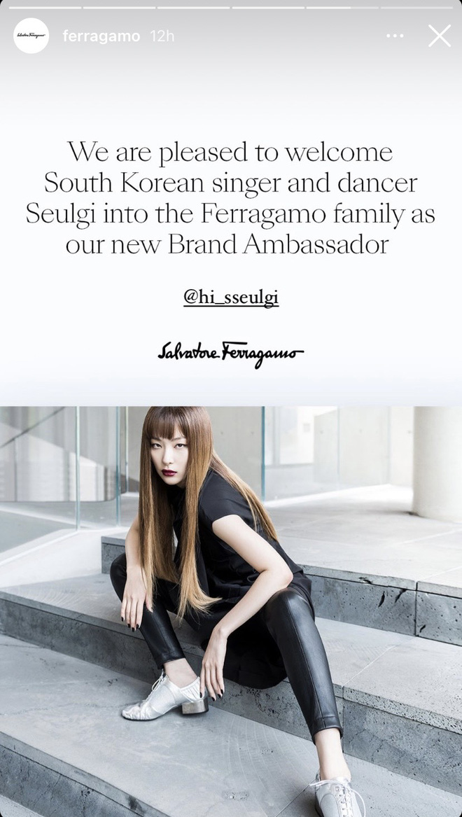 Tuy nhiên, story của hãng lại công bố Seulgi là đại sứ thương hiệu của hãng.