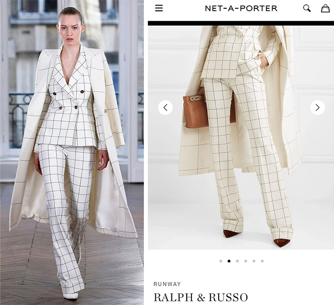 Mẫu suit 'hàng auth' của Ralph & Russo. Có thể thấy rằng, người bạn thân của Meghan Markle đã lấy luôn hình ảnh từ website và 'nhận vơ' đó là của mình.