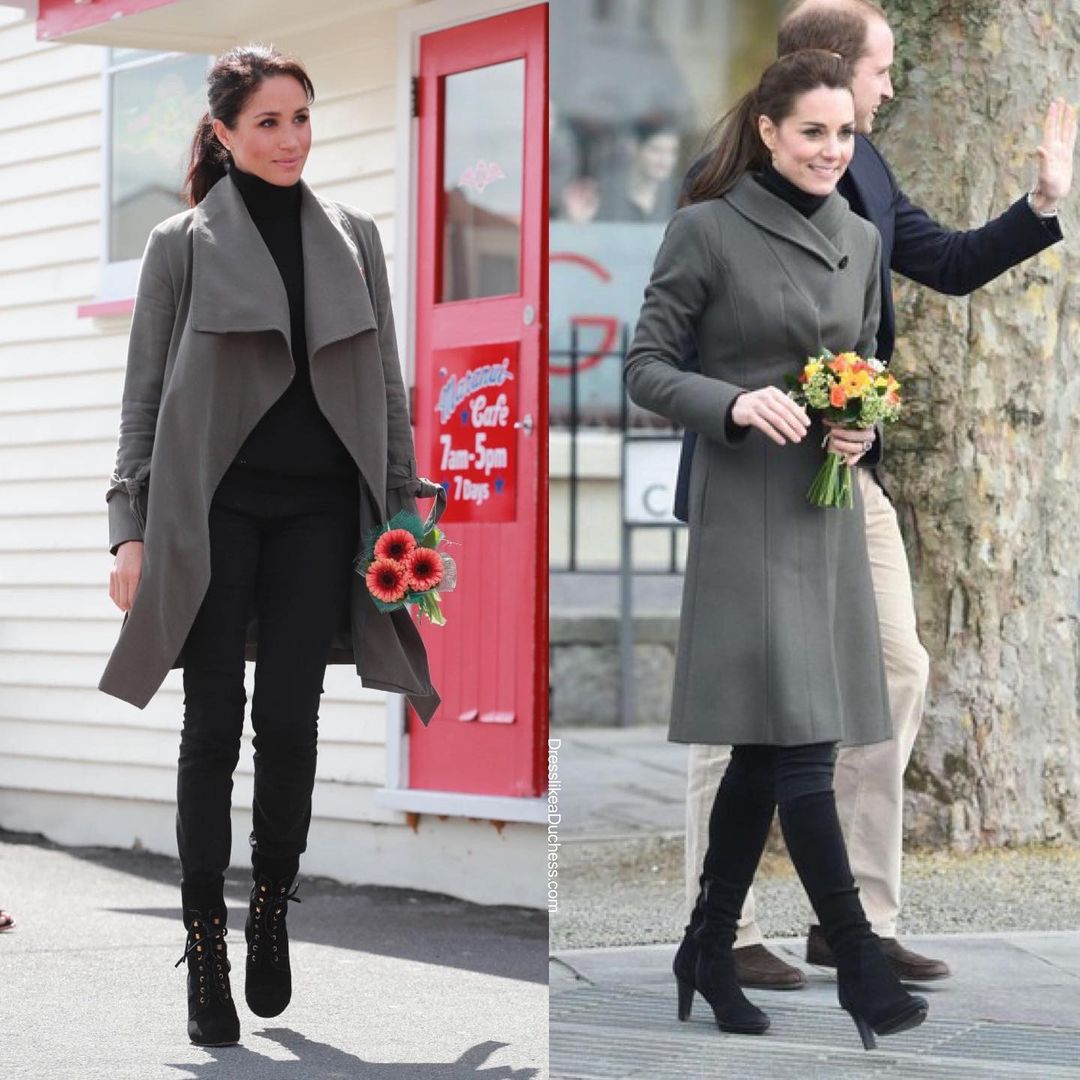 Dù có ăn mặc tương tự nhau nhưng chắc chắn Meghan Markle sẽ không bao giờ có thể vượt được Kate Middleton về khoản thanh lịch trong thời trang.