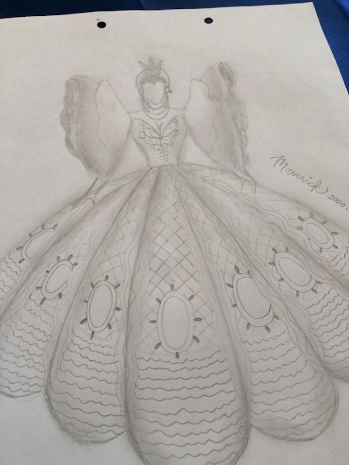 Bảng phác thảo ban đầu của chiếc váy