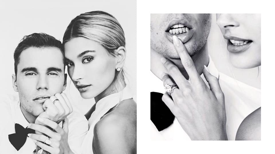 Ngay từ khoảnh khắc Hailey Bieber đeo chiếc nhẫn đính hôn Tiffany & Co, người ta đã biết rằng cô sớm muộn sẽ hợp tác với nhãn hiệu kim hoàn này. Theo đó, nhẫn cưới của Hailey được tạo ra bằng cách lắp chiếc nhẫn đính hôn 500.000$ (11,5 tỉ đồng) với khung nhẫn kim cương 18 carat có giá 5.275$ (122 triệu đồng)