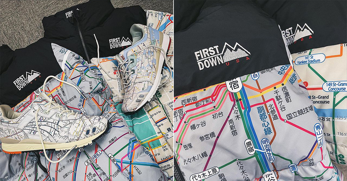 First Down và Atmos đã cùng kết hợp với nhau để cho ra mắt một đôi giày sneakers lấy cảm hứng từ bản đồ tàu điện ngầm của thành phố Tokyo và New York