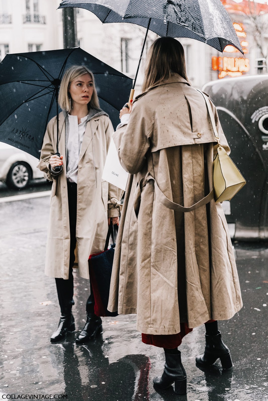 Trench coat là trang phục phải có trong tủ đồ vào một ngày mưa nặng hạt.