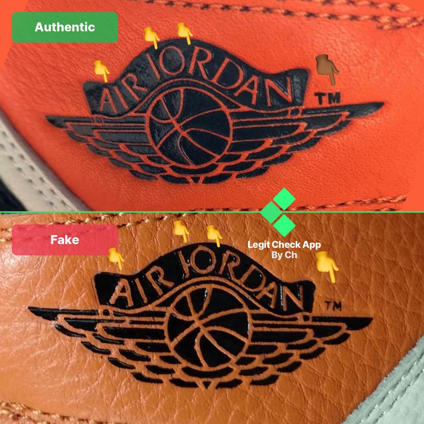 Logo của giày giả (ở dưới) làm vô cùng nhem nhuốc.