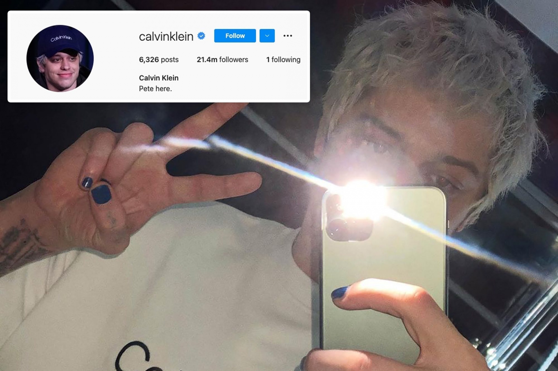Nam diễn viên hài Pete Davidson là người đầu tiên 'sở hữu' tài khoản Instagram của thương hiệu Calvin Klein. Điều này làm khán giả vô cùng bất ngờ bởi vi Pete không hề hoạt động trên Instagram.