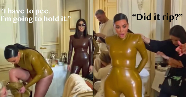 Kim Kardashian "giải quyết nhu cầu" như thế nào khi mặc trang phục latex kín mít từ cổ đến chân?