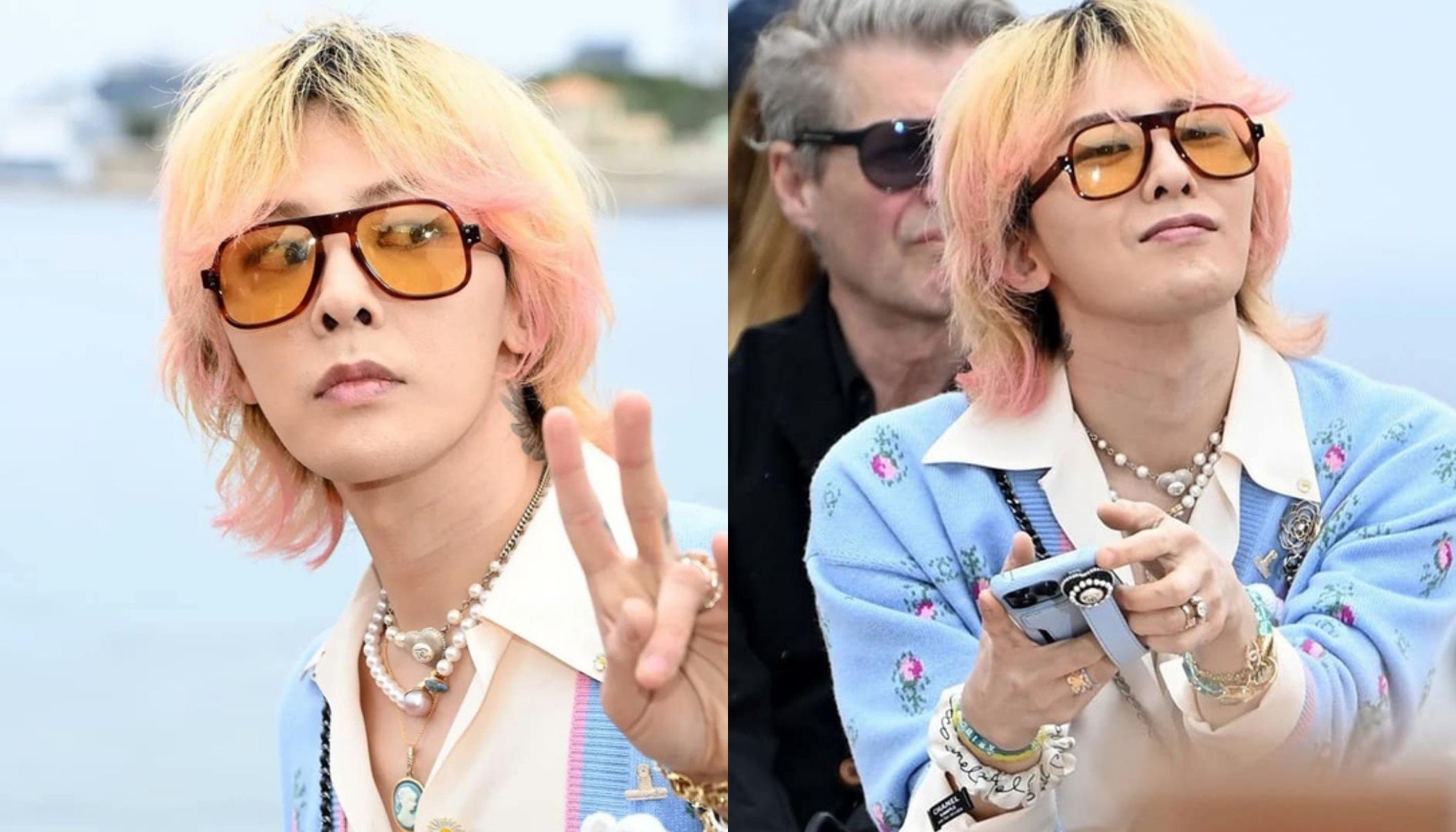 Không chỉ vẻ gày gò, G-Dragon còn gây ấn tượng bằng mái tóc xơ rối tại Chanel Cruise Monaco 2023
