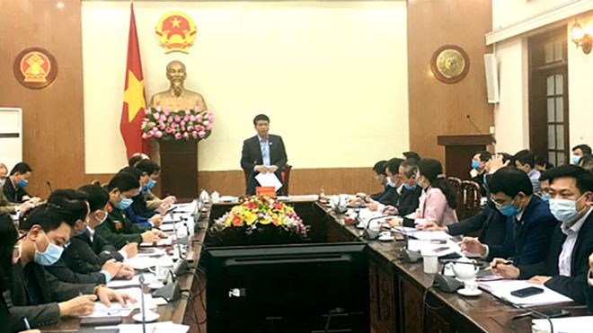 Cuộc họp của UBND tỉnh Thái Nguyên khi triển khai công tác phòng dịch Covid-19