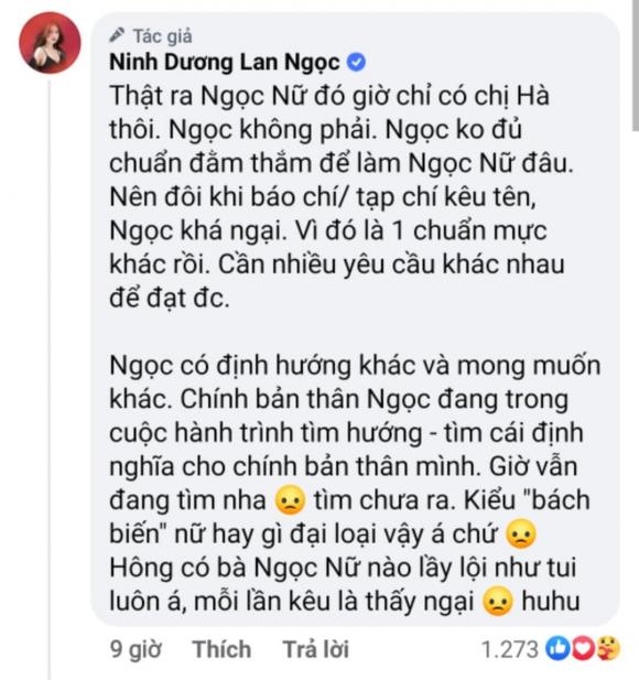 Ninh Dương Lan Ngọc lên tiếng khi liên tục bị gọi với danh xưng 'ngọc nữ'.