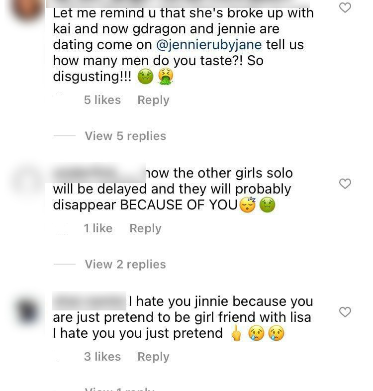 Netizen tràn vào Instagram của Jennie để lại bình luận tiêu cực.