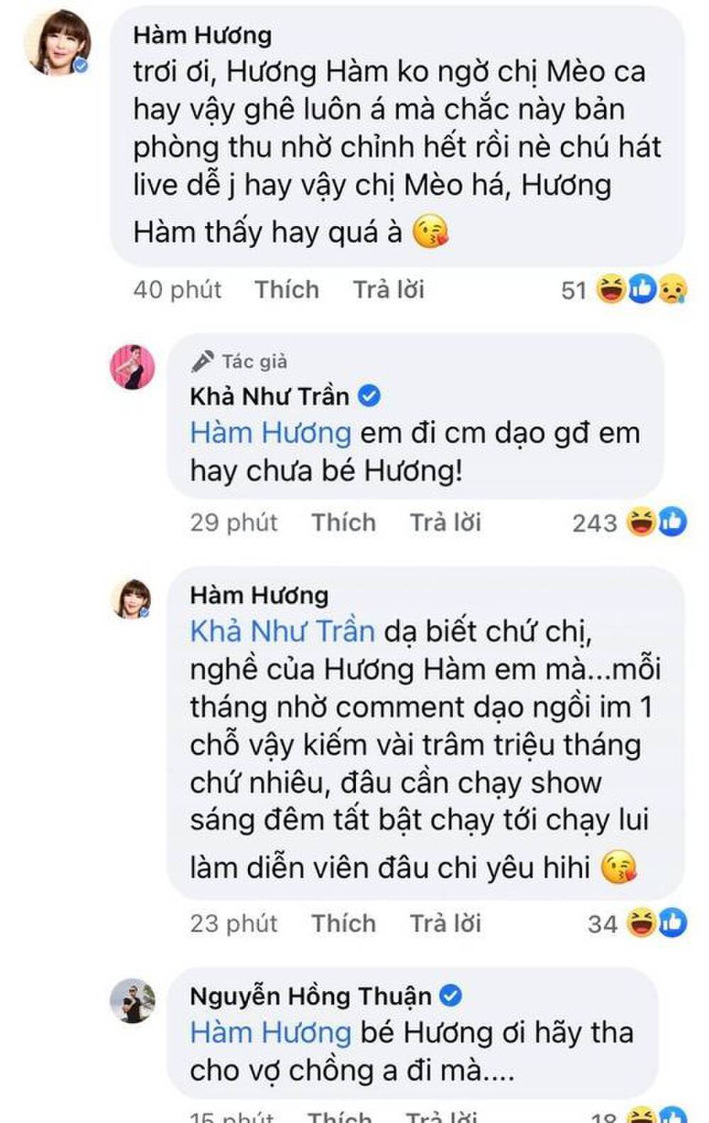 Mới đây, Hàm Hương còn gây chiến với Khả Như và nhạc sĩ Nguyễn Hồng Thuận