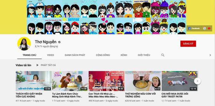 kênh Youtube với lượt đăng ký 'khủng' của Thơ Nguyễn
