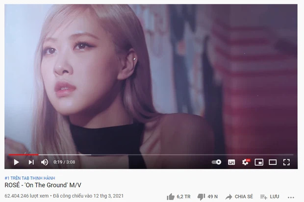 'On the ground' đã chính thức leo lên vị trí cao nhất của top trending youtube Việt Nam