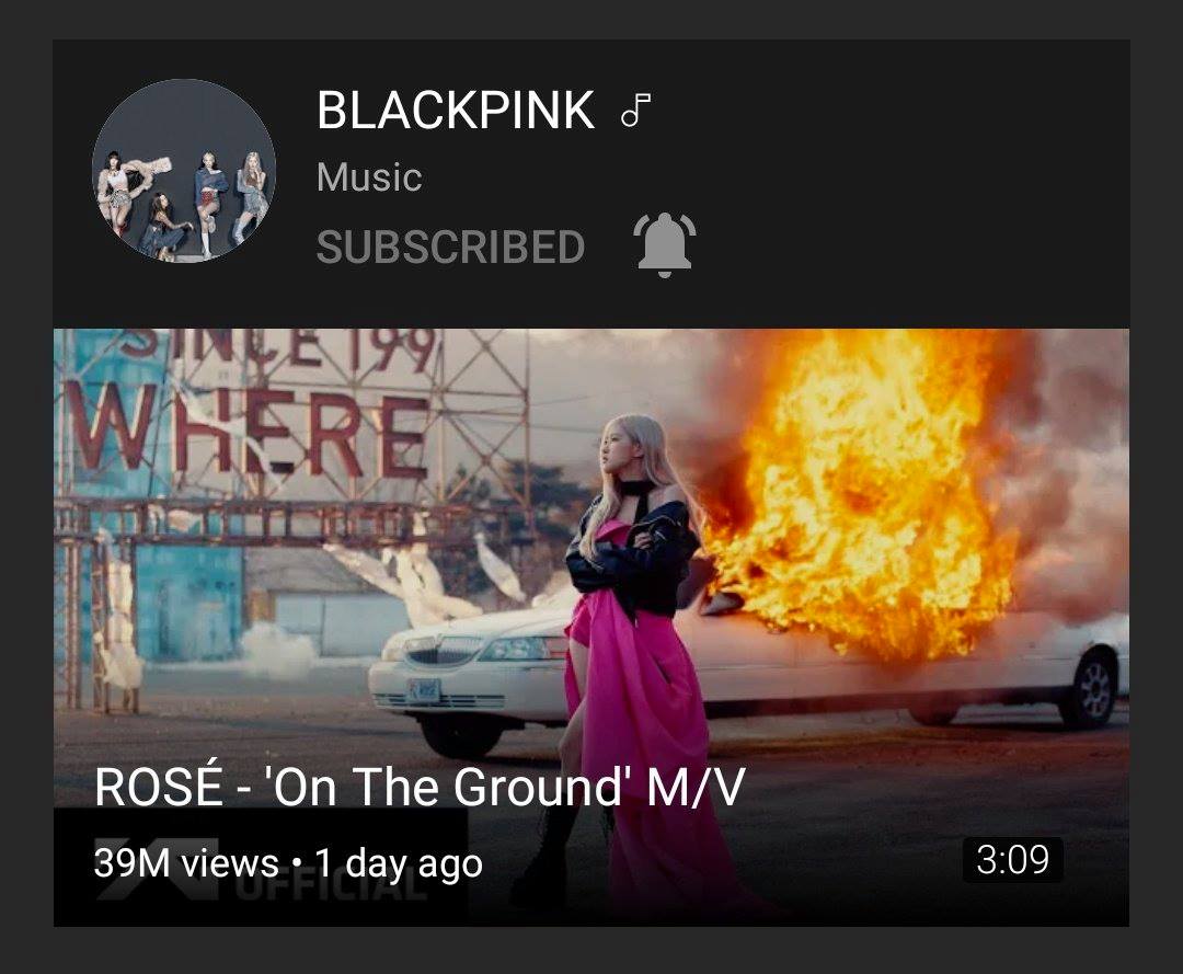 Ngoài thành tích về view, 'On the ground' của Rosé cũng kéo về hơn 100 nghìn lượt đăng ký cho BlackPink