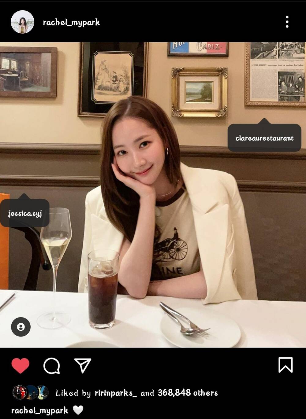 Trước khi rộ lên tin đồn hẹn hò, Park Min Young đã gắn thẻ tag Jessica trong bức ảnh của mình