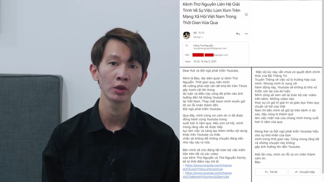 Trong video cuối cùng được đăng tải trên YouTube, quản lý của Thơ Nguyễn cũng là lên tiếng cho biết đã gửi mail đến TikTok và nhận mọi trách nhiệm về phía ekip của mình.