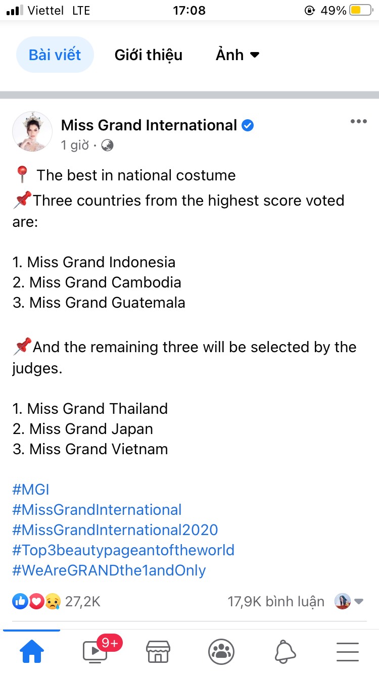 Danh sách được đăng tải trên Miss Grand International cách đây ít giờ