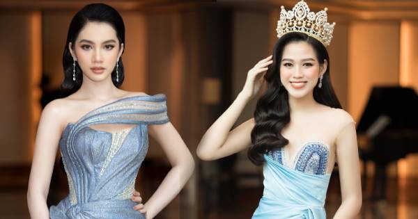 Hoa hậu Đỗ Thị Hà và Cẩm Đan đọ sắc khi cùng diện váy xanh dương