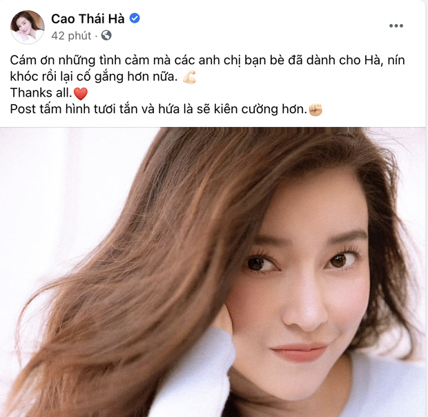 Hình ảnh mới được đăng tải của Cao Thái Hà trên trang cá nhân. Cô khẳng định bản thân 'sẽ kiên cường hơn'.