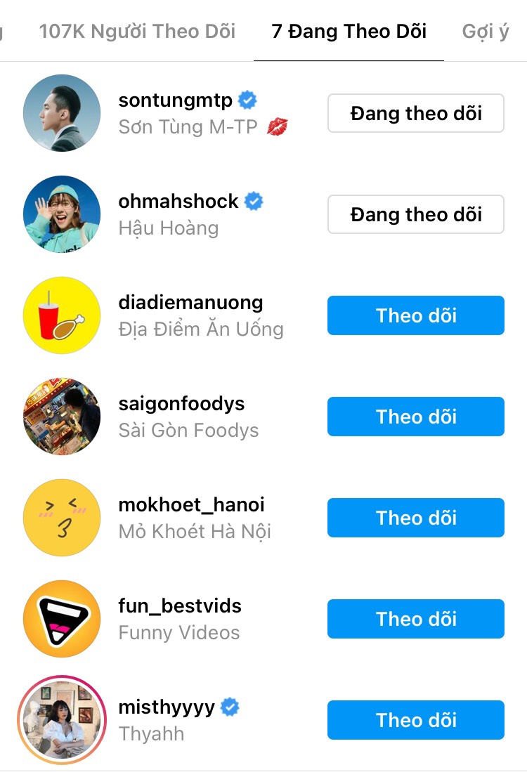 Trong số 7 người ít ỏi được Huy Cung follow trên Instagram, Hậu Hoàng cũng là một trong số đó