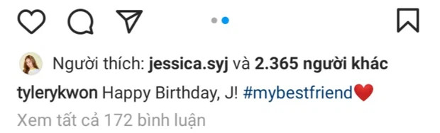 Jessica cũng đã nhanh chóng 'thả tim' bài viết chúc mừng sinh nhật của bạn trai dành cho