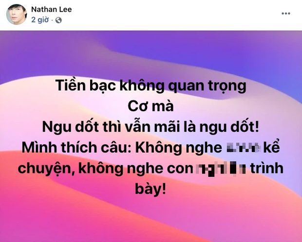 Dòng trạng thái của Nathan Lee đăng tải ngay sau vụ mất trộm 15 tỷ gây 'chấn động' của Ngọc Trinh được cho là khơi mào cho cuộc 'khẩu chiến'.