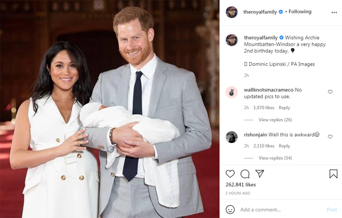 Hình ảnh được đăng tải trên tài khoản Instagram chính thức của Hoàng gia Anh