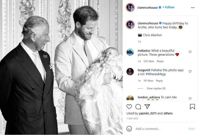 Thái tử Charles 'thẳng tay' đăng tải bức ảnh không có sự xuất hiện của Meghan trong bài viết chúc mừng sinh nhật Archie