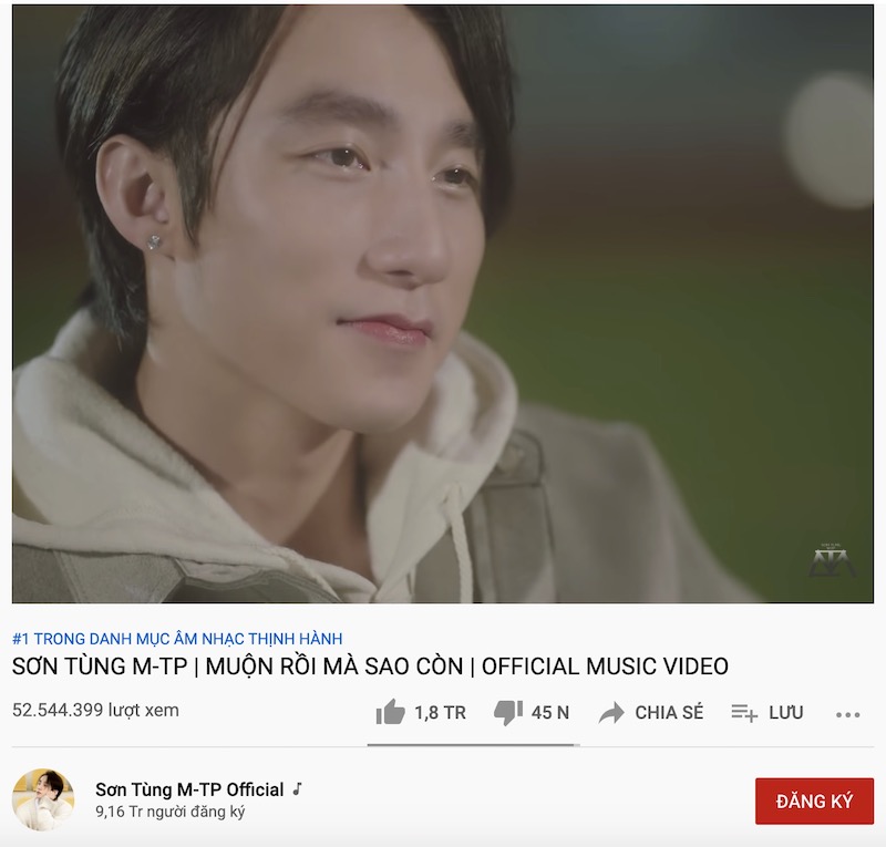 MV 'Muộn rồi mà sao còn' của Sơn Tùng M-TP vẫn dẫn đầu top trending trên YouTube kể từ khi ra mắt