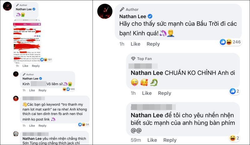 Bên dưới phần bình luận, Nathan Lee liên tục 'dằn mặt' Ngọc Trinh