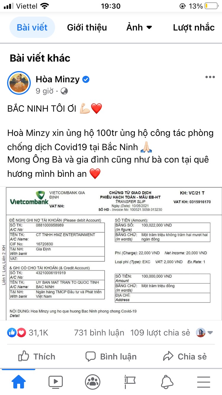 Sau Bắc Ninh, Hòa Minzy tiếp tục ủng hộ Bắc Giang 50 triệu chống dịch Covid-19 - Ảnh 3