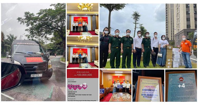 Trong ngày, nam ca sĩ cũng đã ngay lập tức đến Bắc Ninh trao quà ủng hộ công tác phòng chống dịch Covid-19