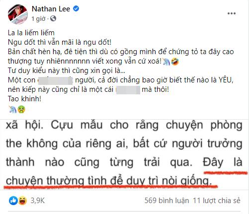 Bài đăng mỉa mai đàn chị của Nathan Lee