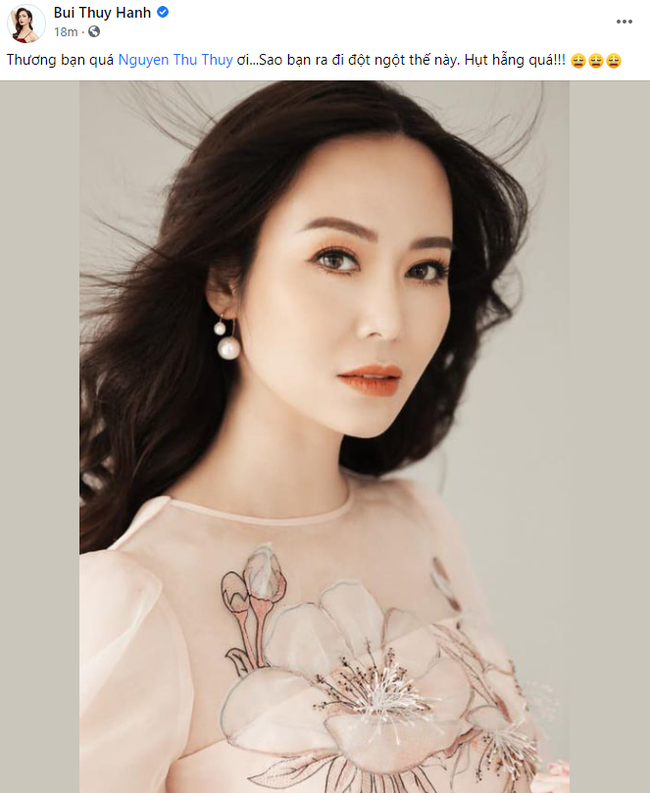 Người mẫu Thúy Hạnh cũng bày tỏ sự đau xót và tiếc thương trước thông tin Hoa hậu Thu Thủy qua đời