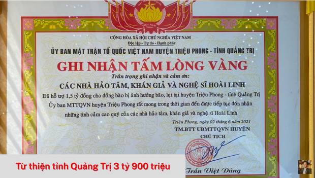 Hoài Linh cũng công khai giấy tờ được các địa phương chứng nhận trong quá trình từ thiện