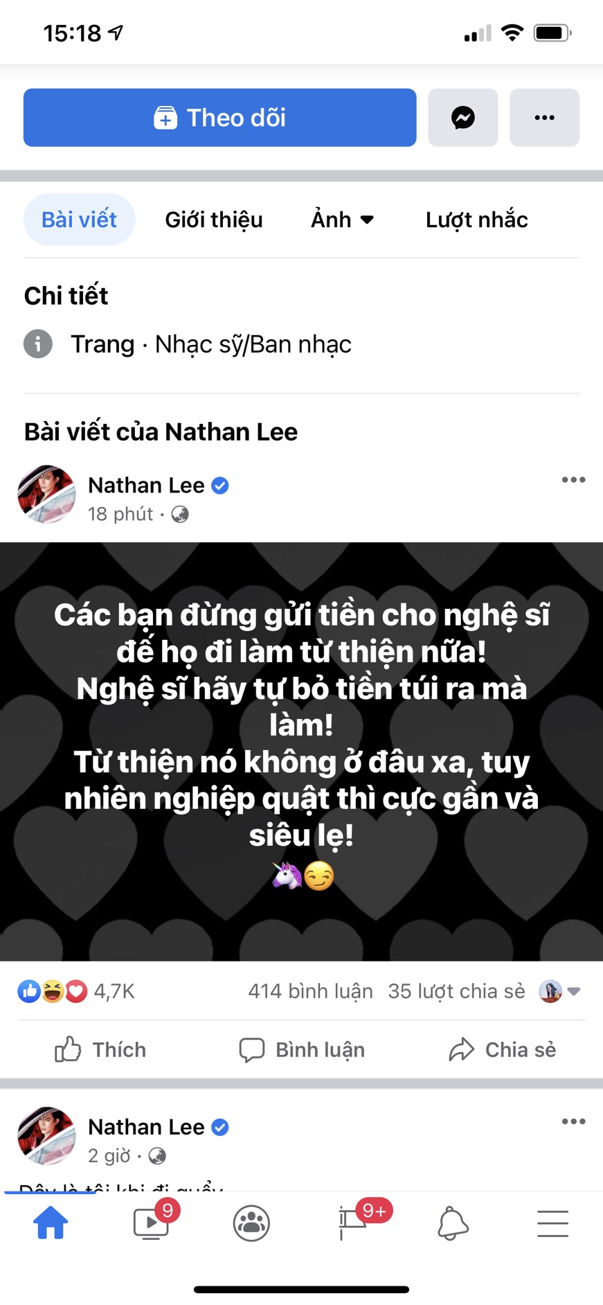 Nathan Lee không ủng hộ việc khán giả gửi tiền cho nghệ sĩ đi làm từ thiện