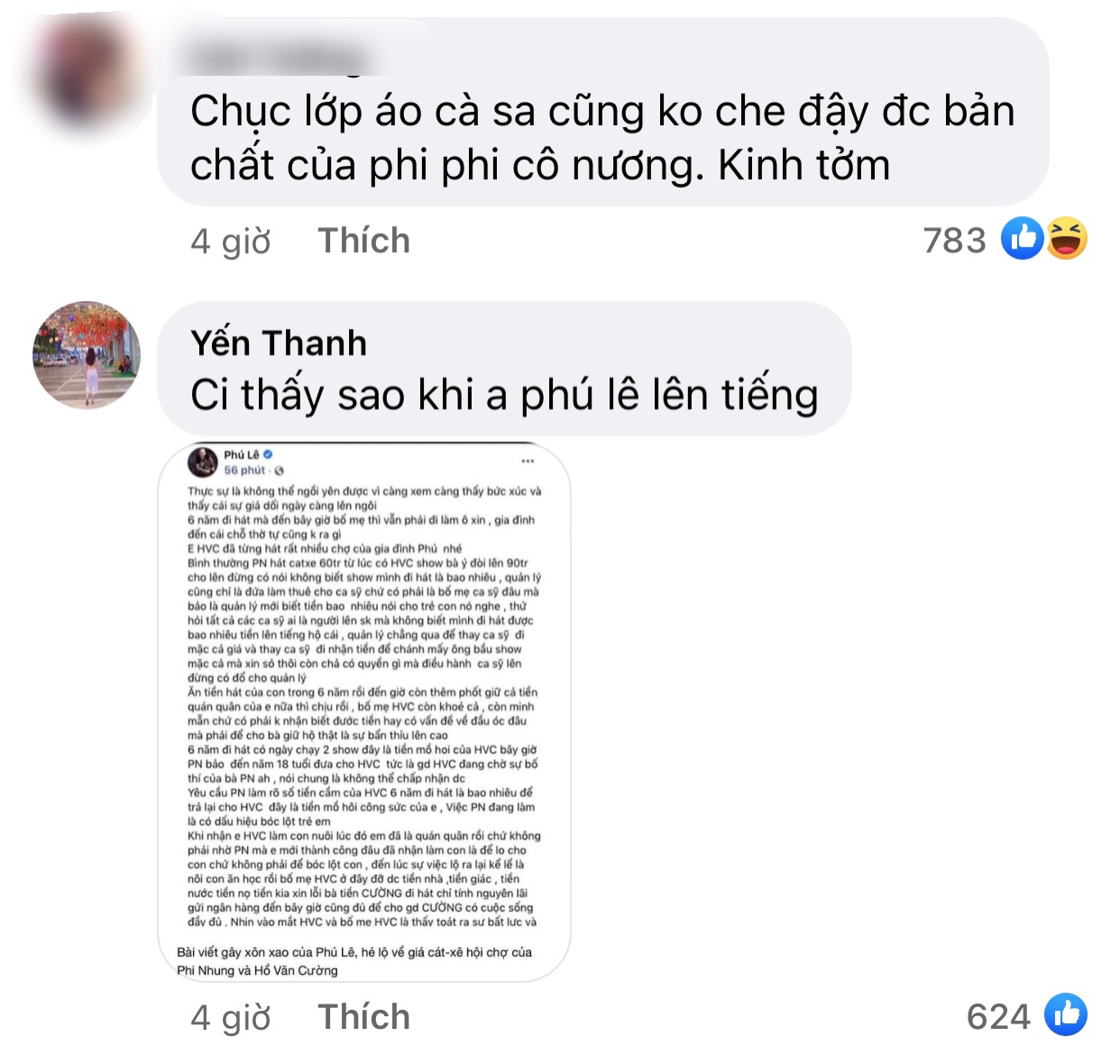 Hàng loạt bình luận mỉa mai của cư dân mạng dưới bài đăng này của Phi Nhung