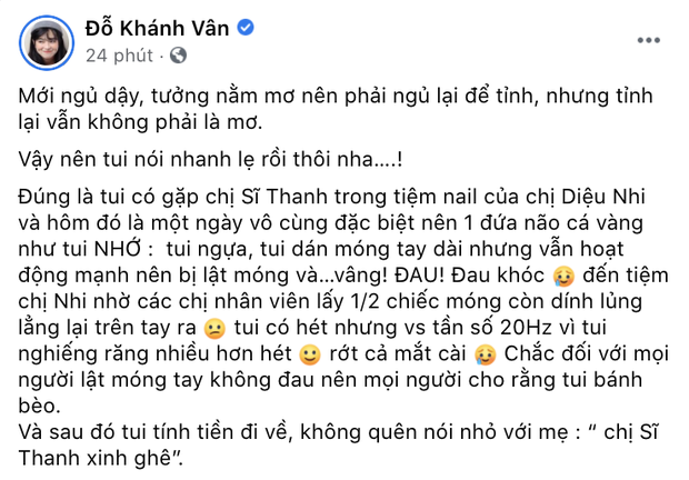 Bài đăng phủ nhận việc ẩu đả với đàn chị của Khánh Vân