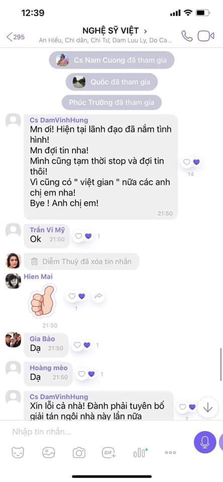 Group chat được cho là của hơn 100 nghệ sĩ Việt nổi tiếng