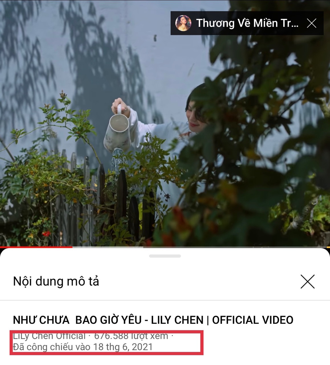 Cũng chỉ 3 ngày sau, Lily Chen ra mắt MV 'Như chưa bao giờ yêu'
