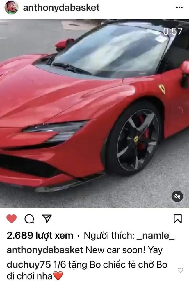 Thêm 1 chiếc siêu xe màu đỏ được đăng tải trên tài khoản Instagram của bé Kỳ Anh