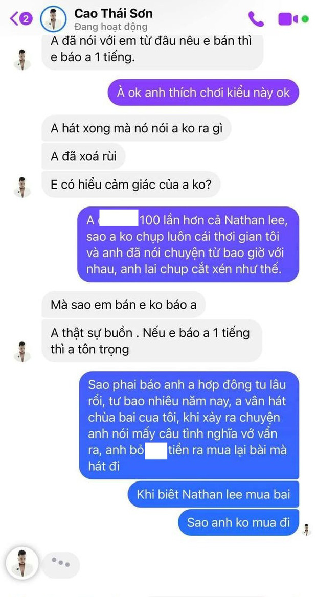  Đoạn tin nhắn Khắc Việt đối chất với Cao Thái Sơn