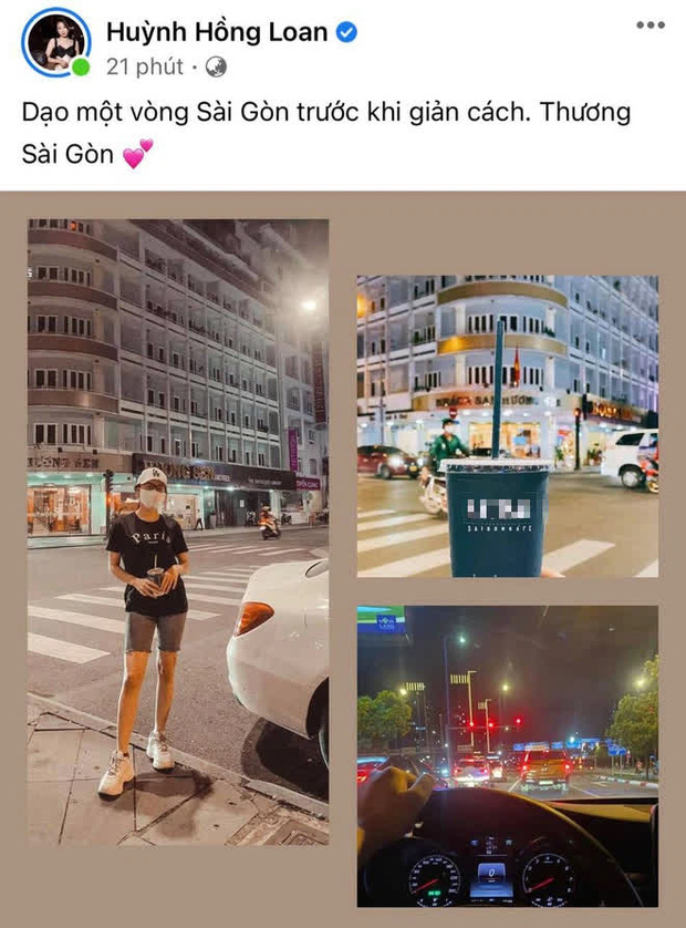 Loạt hình ảnh Huỳnh Hồng Loan dạo phố được cô chia sẻ trên mạng xã hội