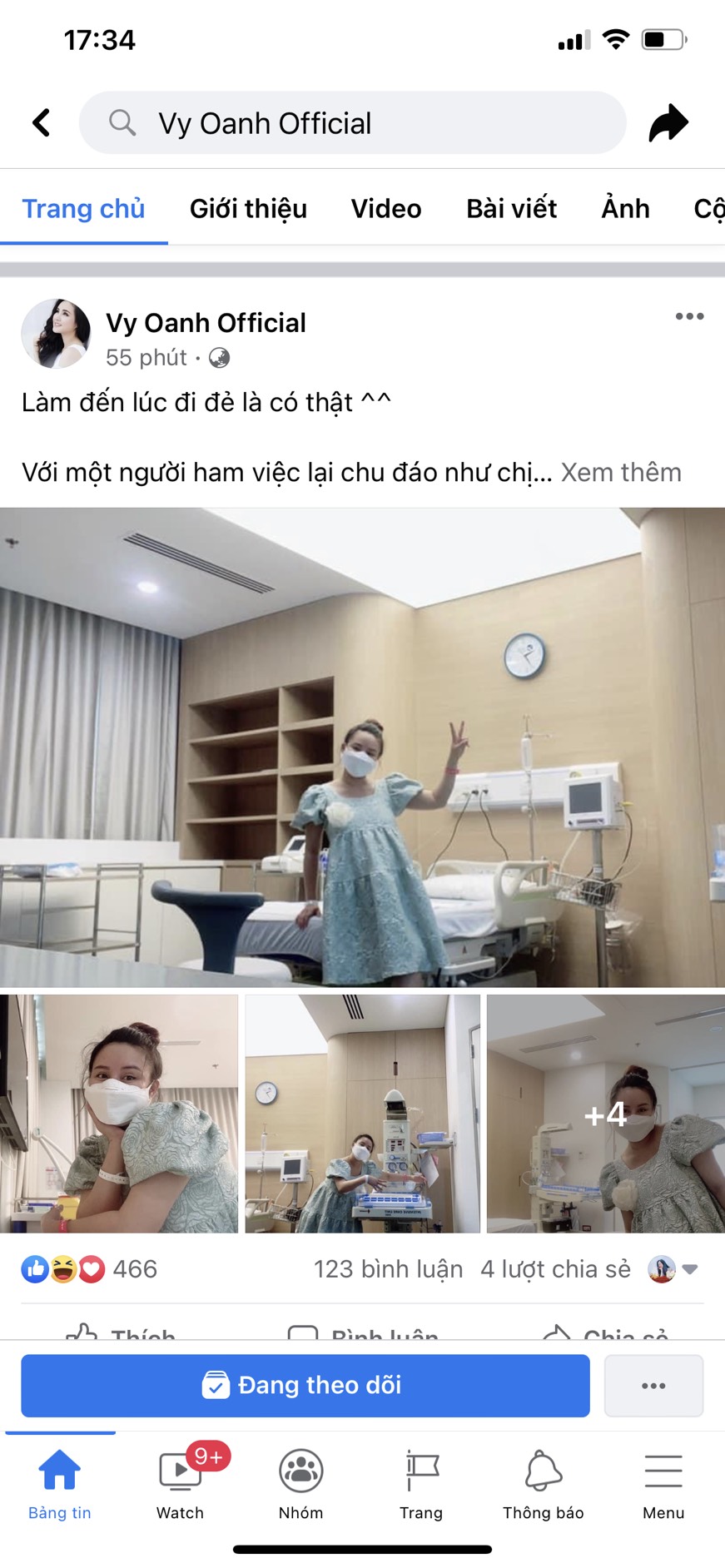 Vy Oanh thông báo đã vào viện chuẩn bị sinh con khiến nhiều người ngỡ ngàng
