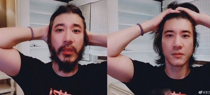 Hình ảnh của nam ca sĩ trước và sau khi cạo râu