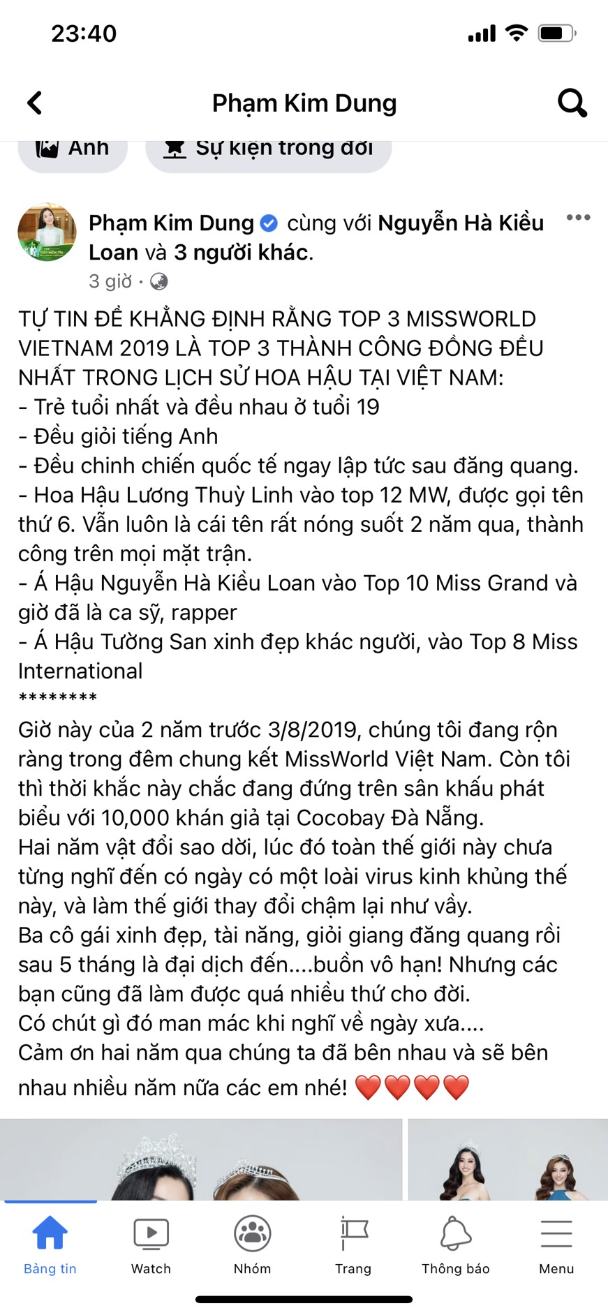 Chủ tịch Miss World Viet Nam đánh giá về top 3 cuộc thi này năm 2019
