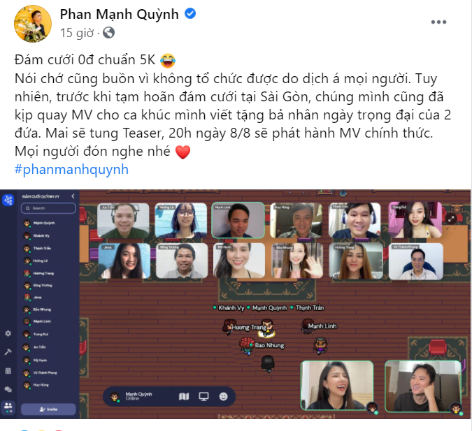 Đám cưới 0 đồng của Phan Mạnh Quỳnh và bà xã